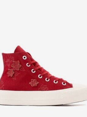 NEW Converse Chuck Taylor Red Lift 3D Floral High Top Sneakers Women’s Size 8.5